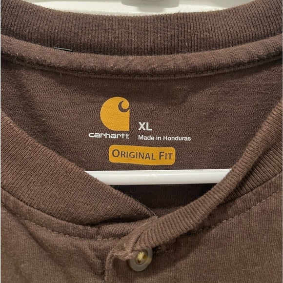 Carhartt Mens Shirt Long Sleeves Size XL Brown Round Neck - Picture 5 of 6